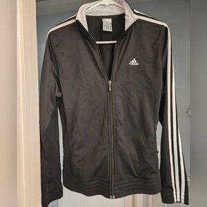 Adidas Black and White Zip Up Athletic Jacket